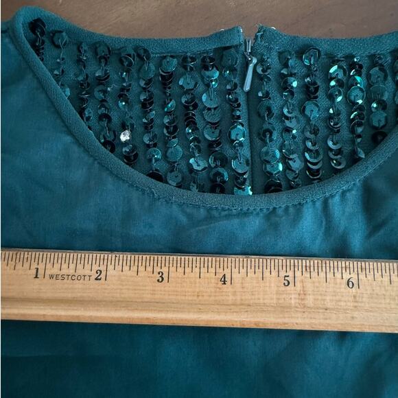 Mac Duggal Midi Sheath Dress Sleeveless High Neck Beaded Sequin Green Size 2 - Picture 11 of 15